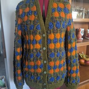 Vintage Hand-Knit Cardigan with Button Front